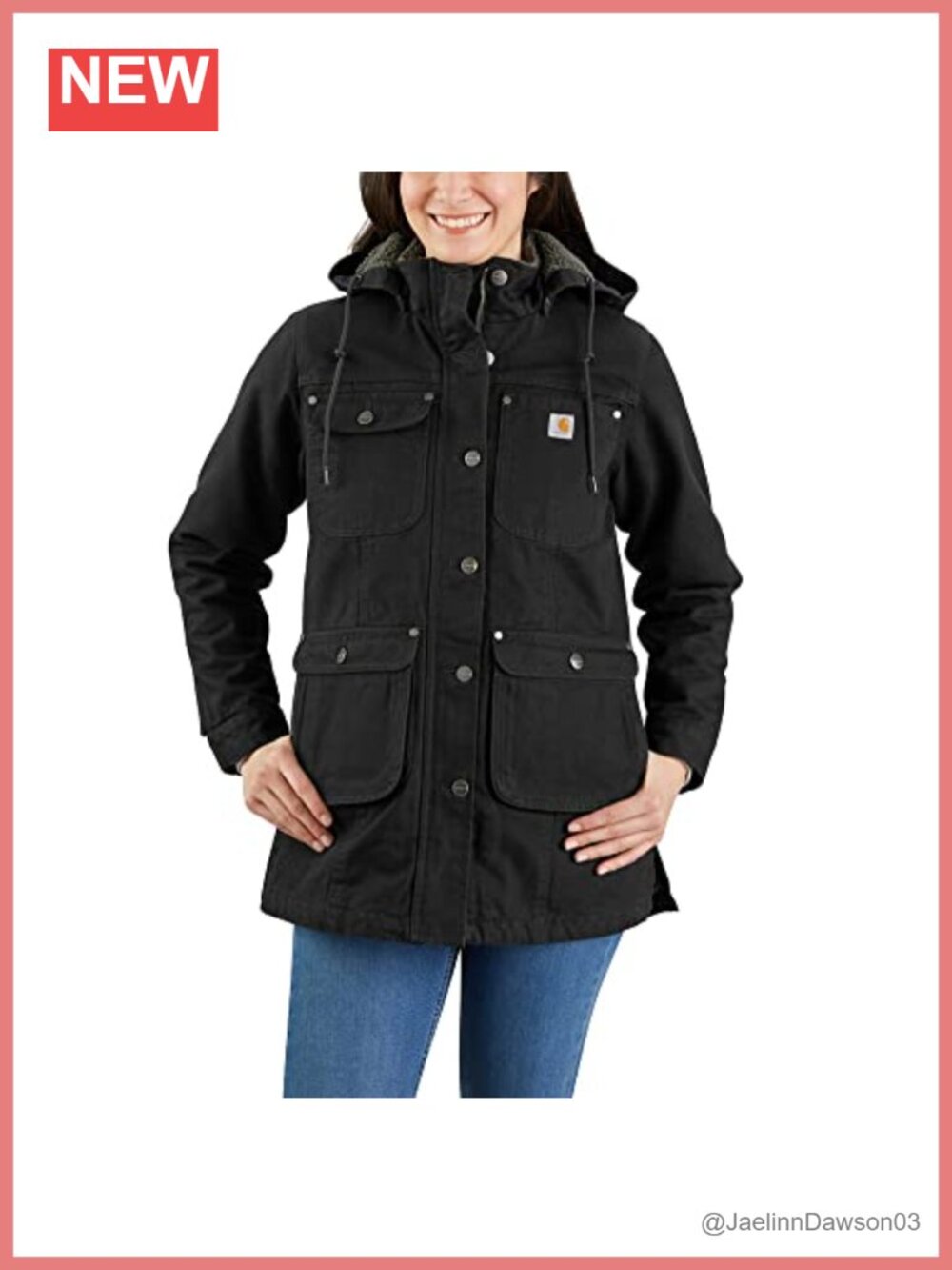 Carhartt Loose Fit Washed Duck Coat Sherpa Lined Zip Front